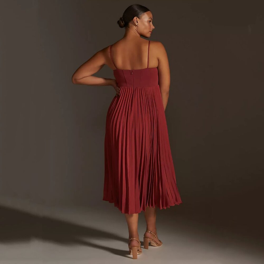 By Anthropologie Sweetheart Bodice Midi Dress in Red - NWT sz XL - Picture 4 of 10